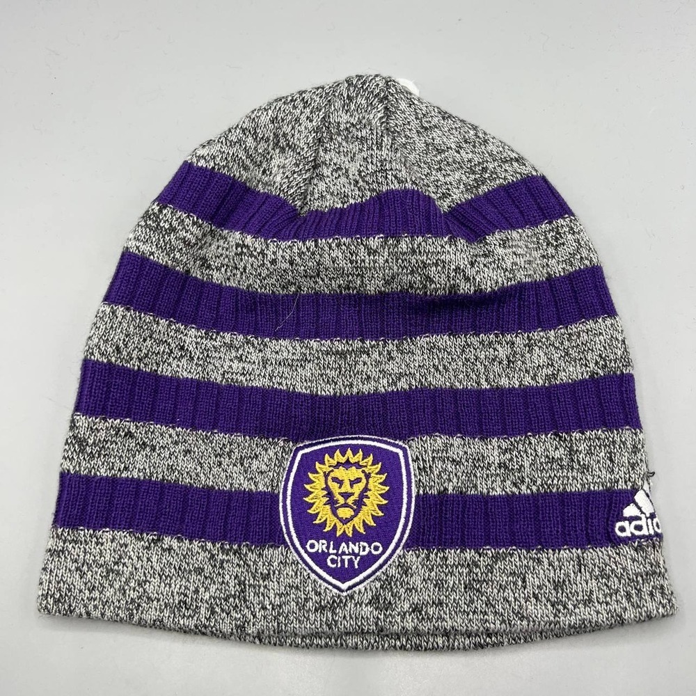Orlando City Hat Men Gray Purple Adidas MLS Beanie Cap New Adult